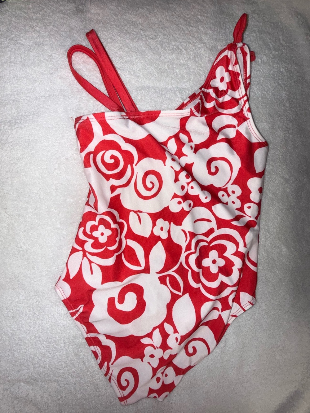 Girls Two Floral One-Piece Swimsuits - Black Multicolor & Red White Size 10/12 - Picture 3 of 7